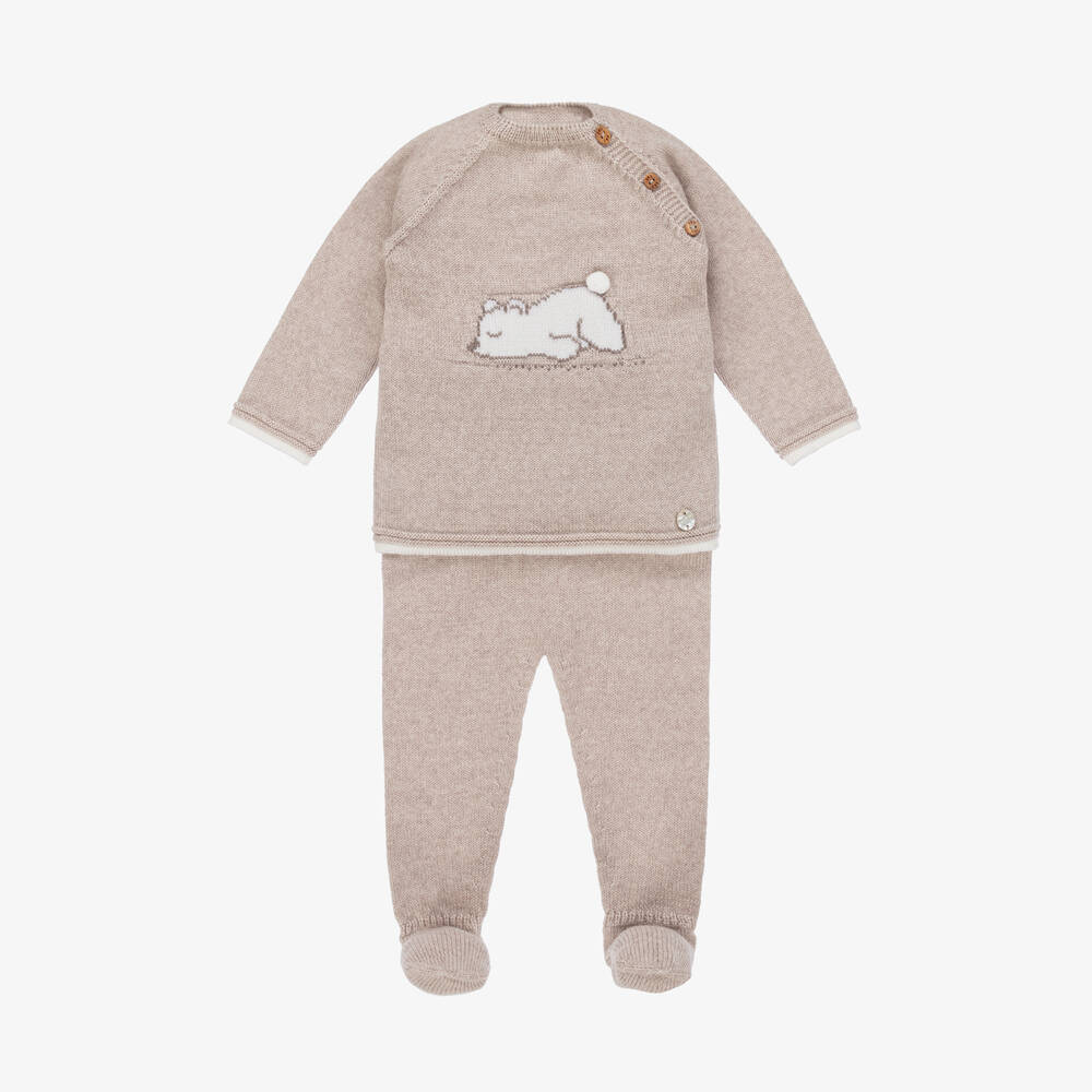 Baby Boys Beige Wool Set