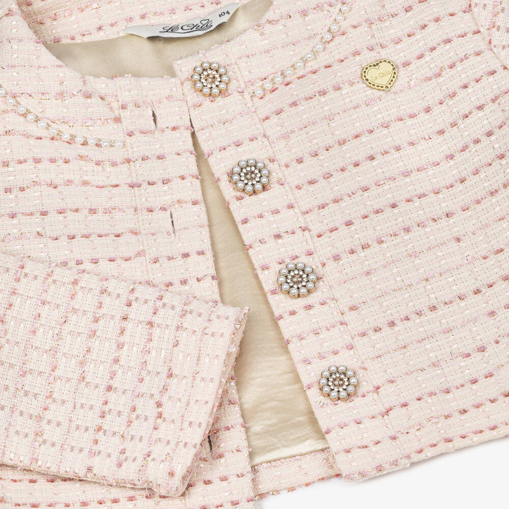 Girls Pink Tweed Set