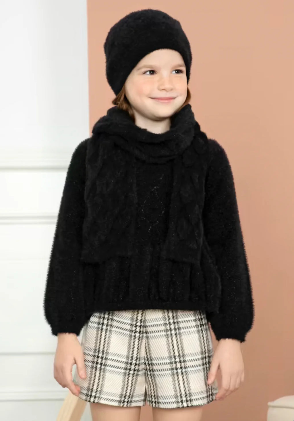 Girls Fluffy Black Sweater