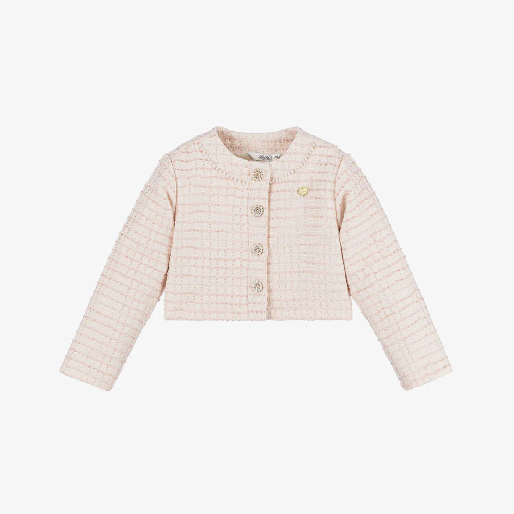 Girls Pink Tweed Set