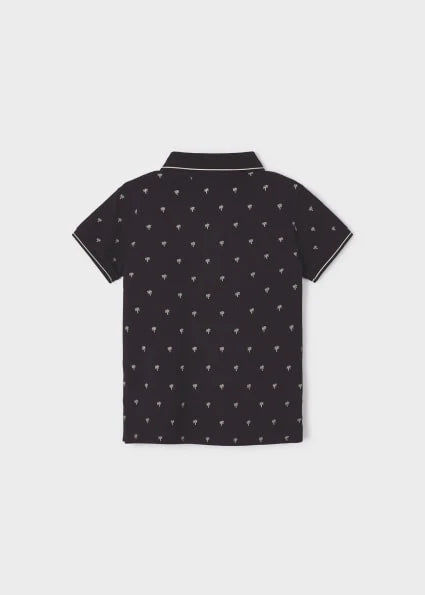 Black Printed Polo Shirt