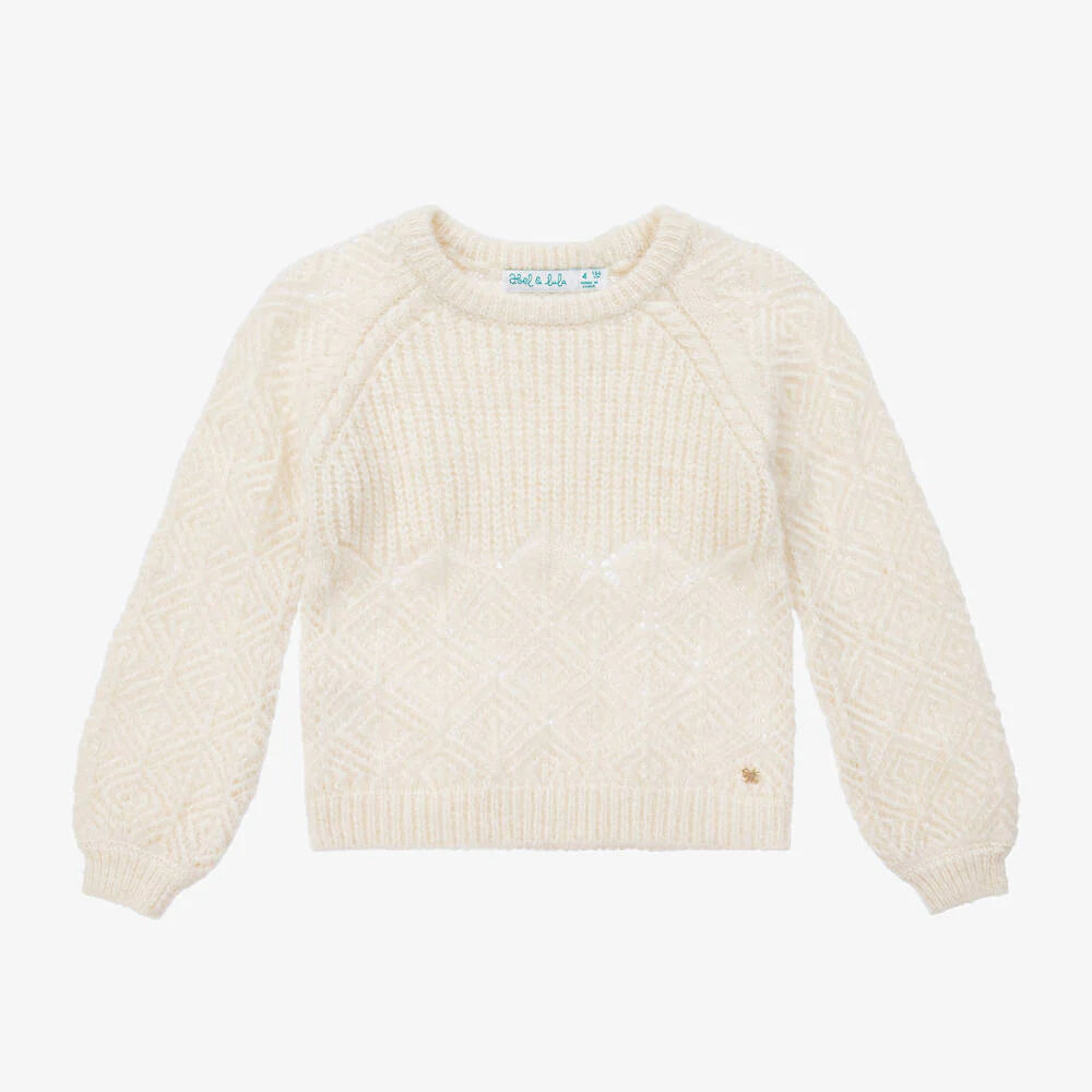 Girls Ivory Knit Sweater