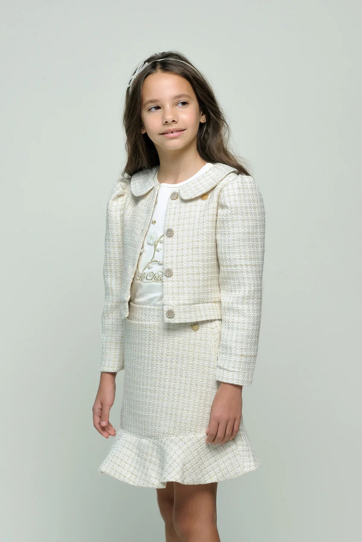 Girls Gold Tweed Set