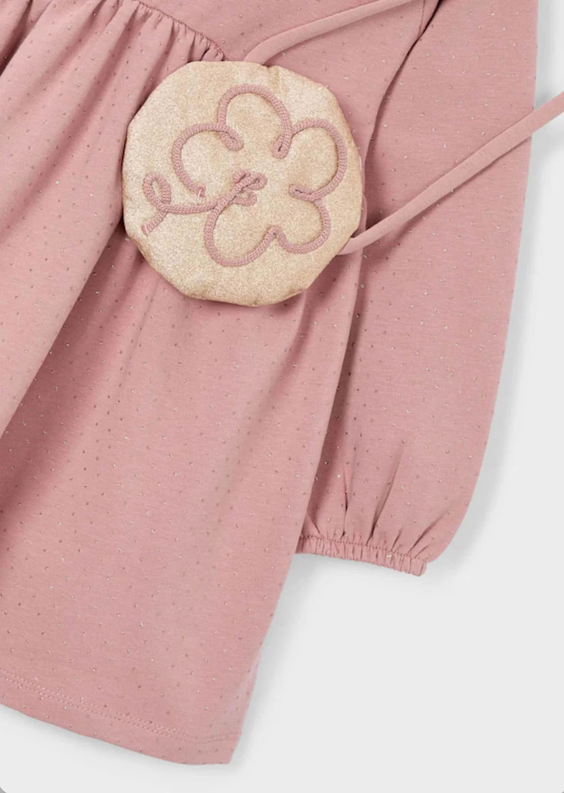 Pink Fleece Dress With Purse