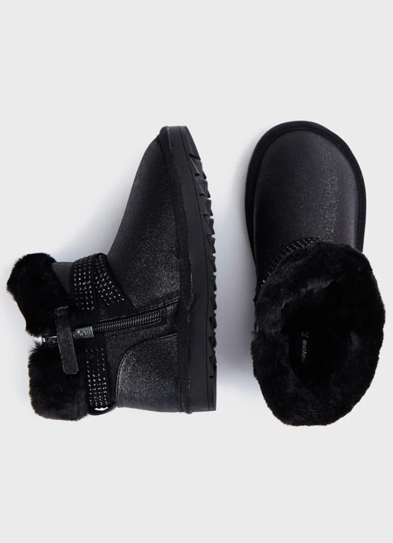 Girls Black Fur Lined Boots