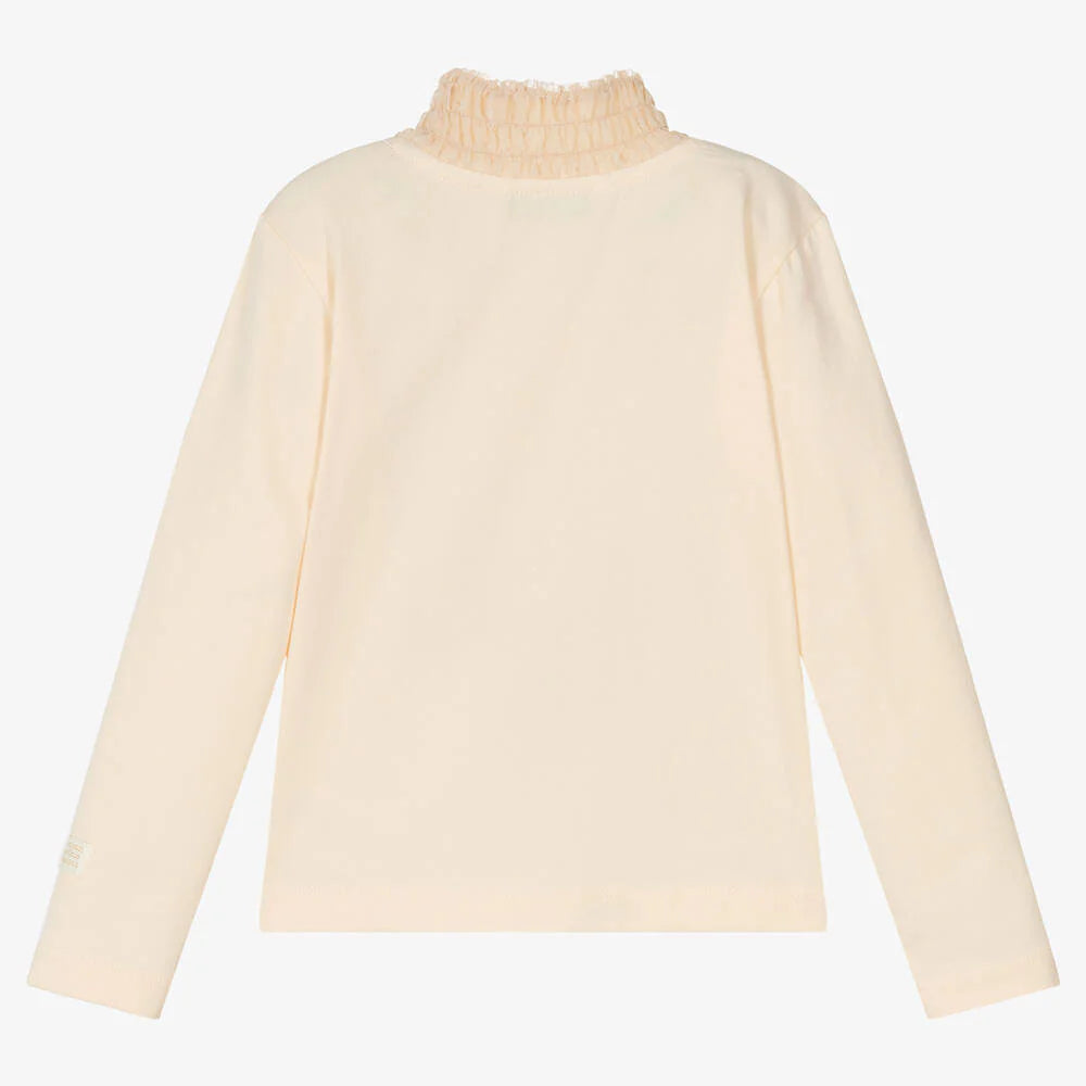 Ivory Cotton Turtleneck Top