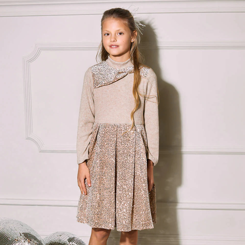 Girls Sequin Velour Dress