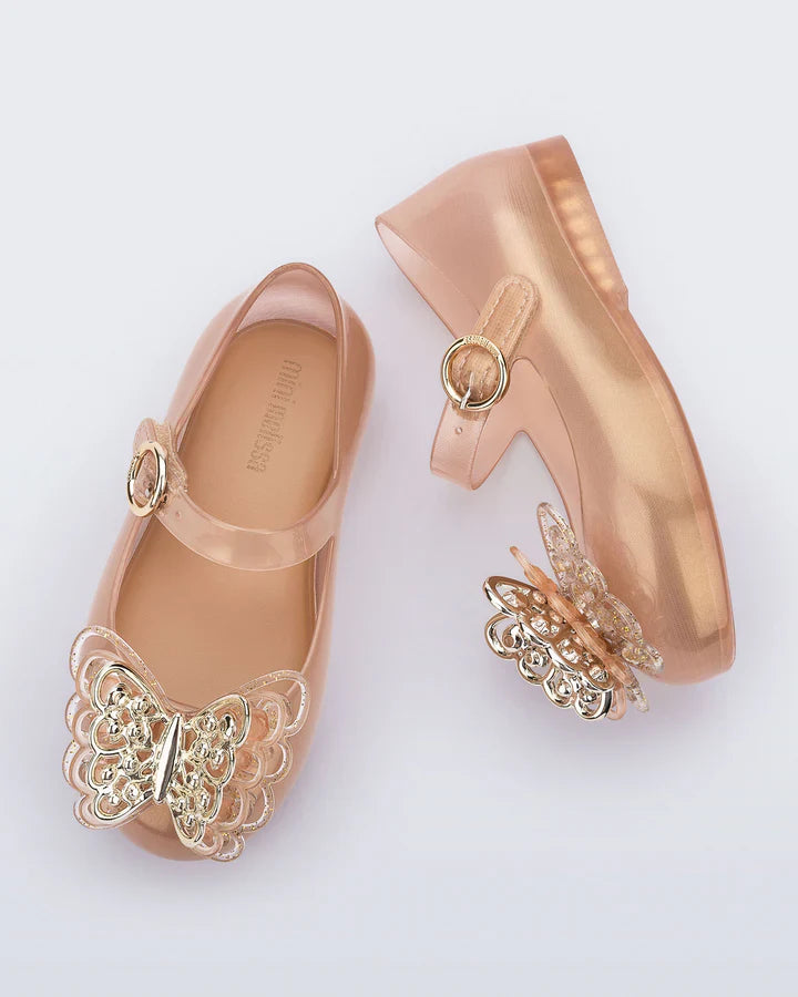 Mini Melissa Gold Butterfly Shoes