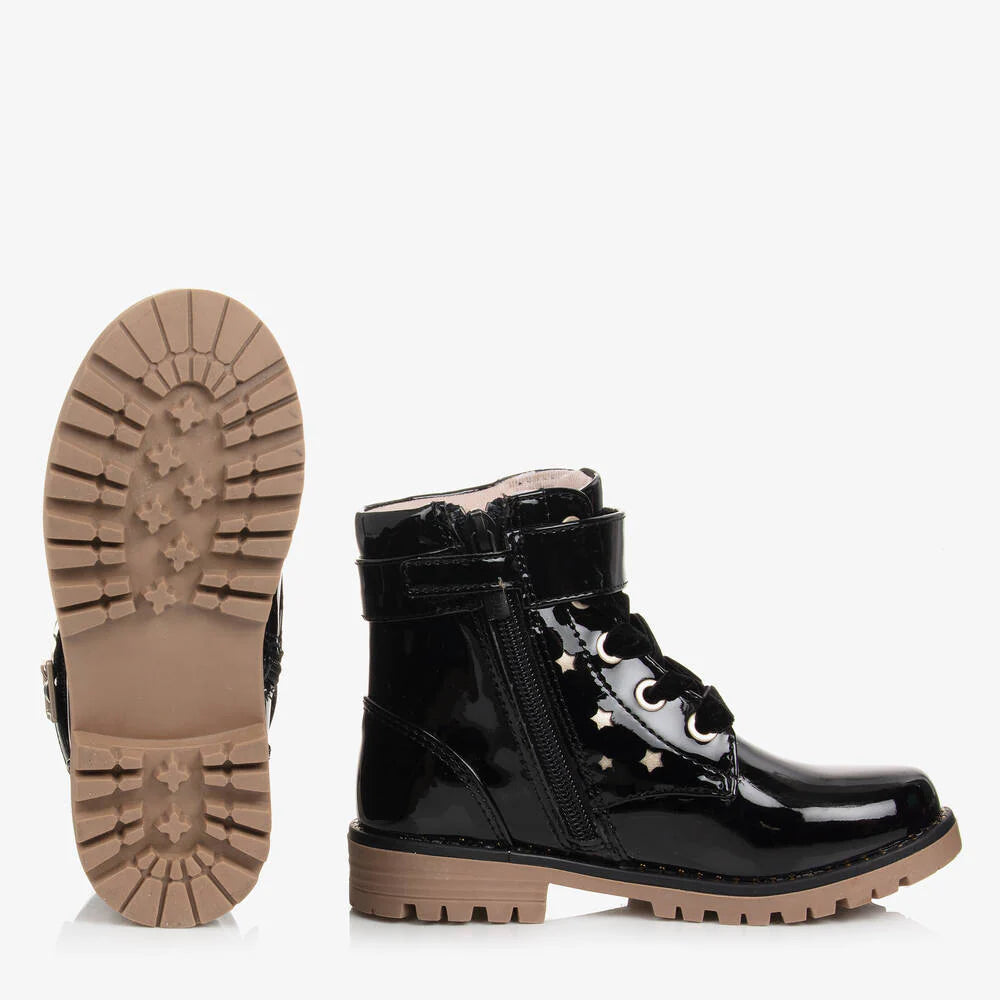 Black Patent Faux Leather Boots