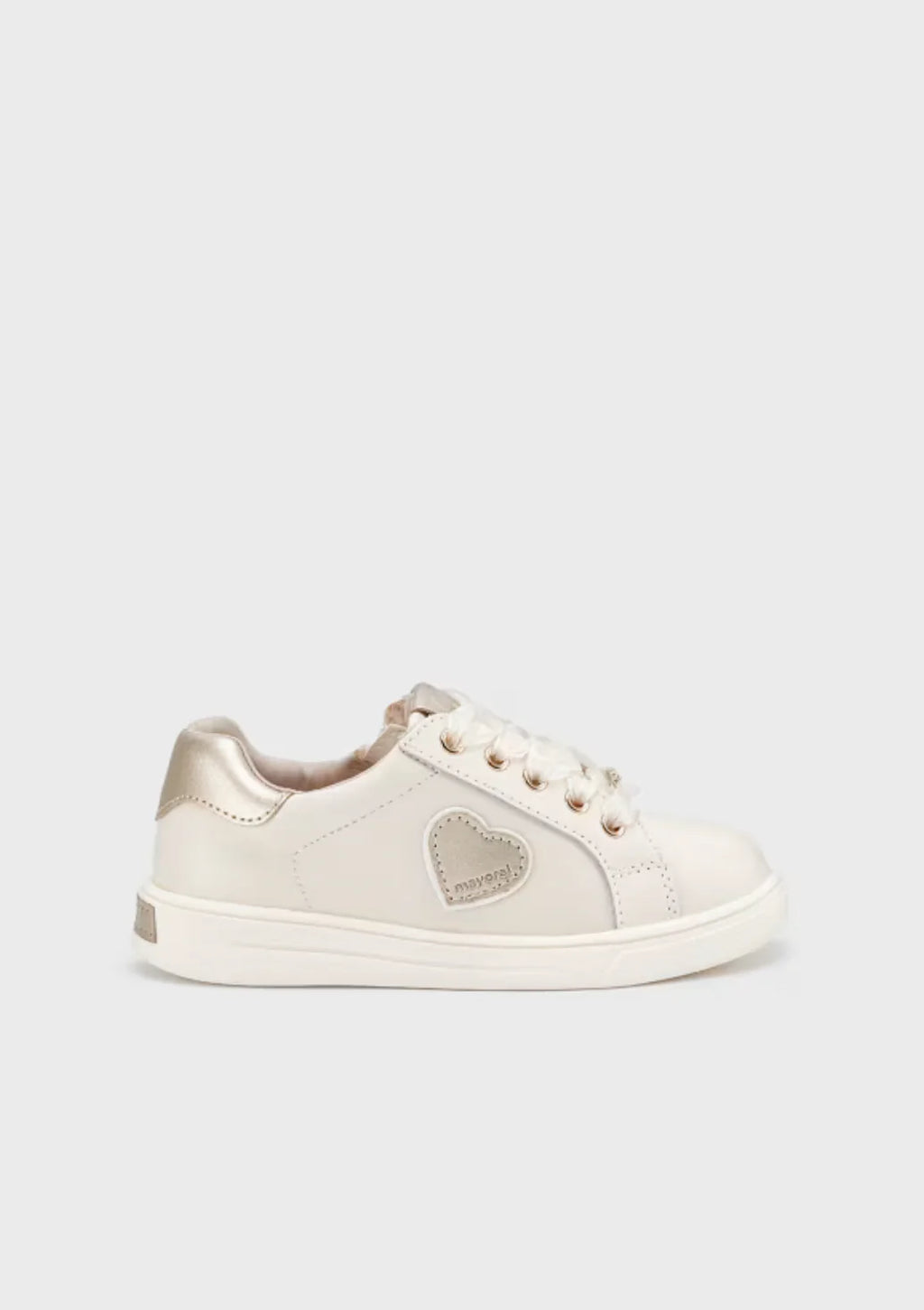 Girls Ivory Leather Sneakers