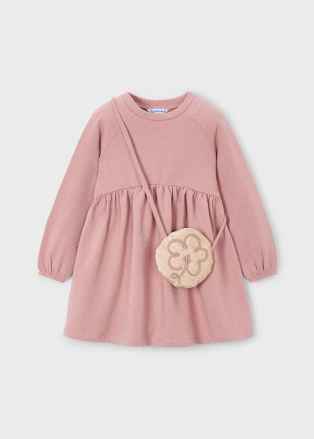 Pink Fleece Dress With Purse