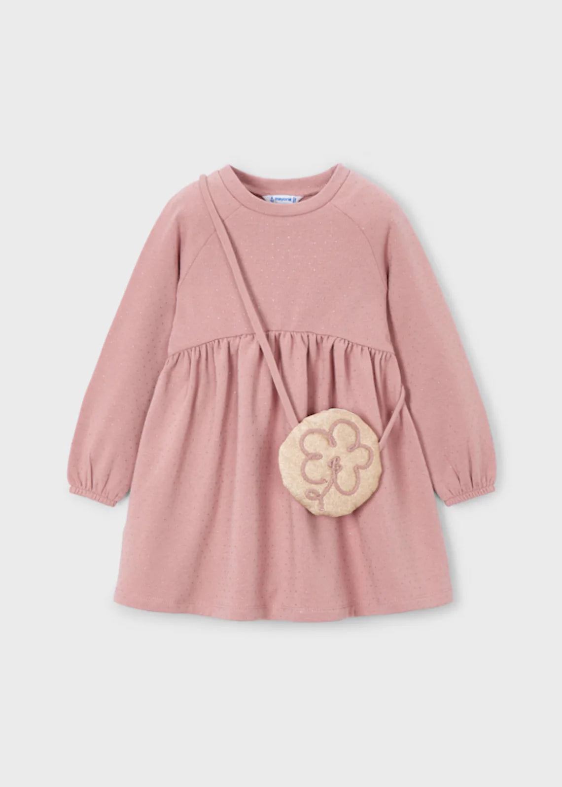 Pink Fleece Dress With Purse