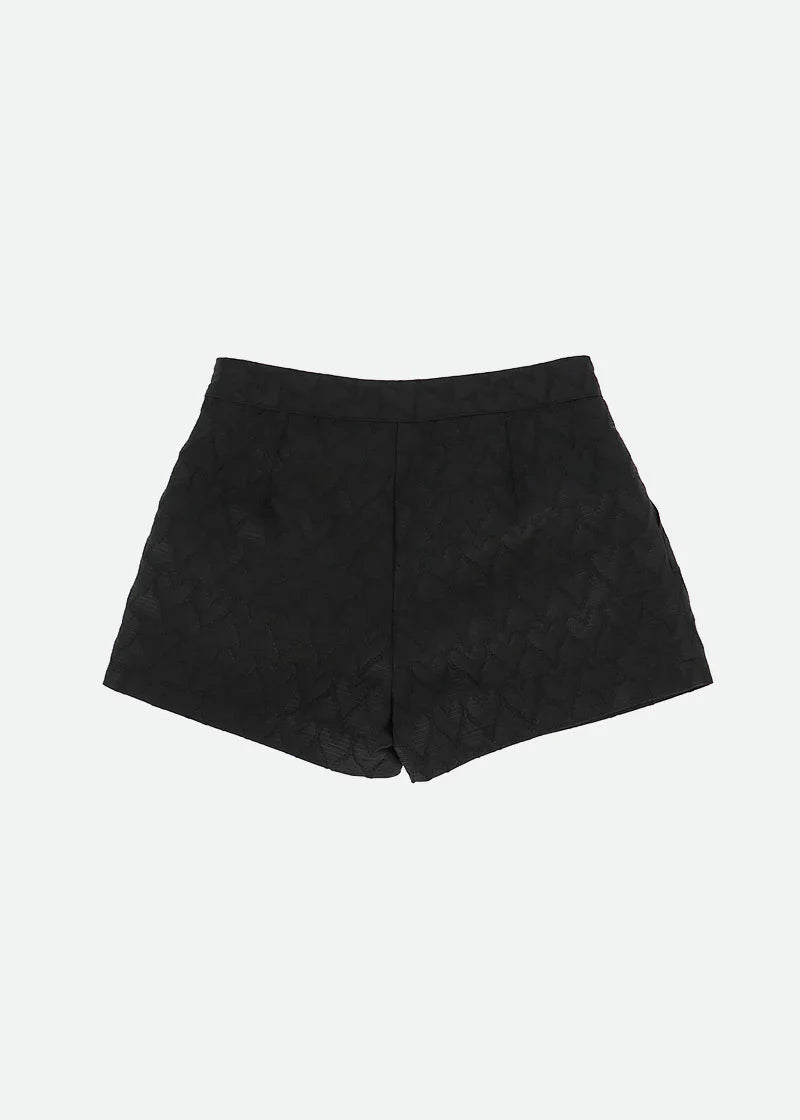 Girls Black Jacquard Shorts