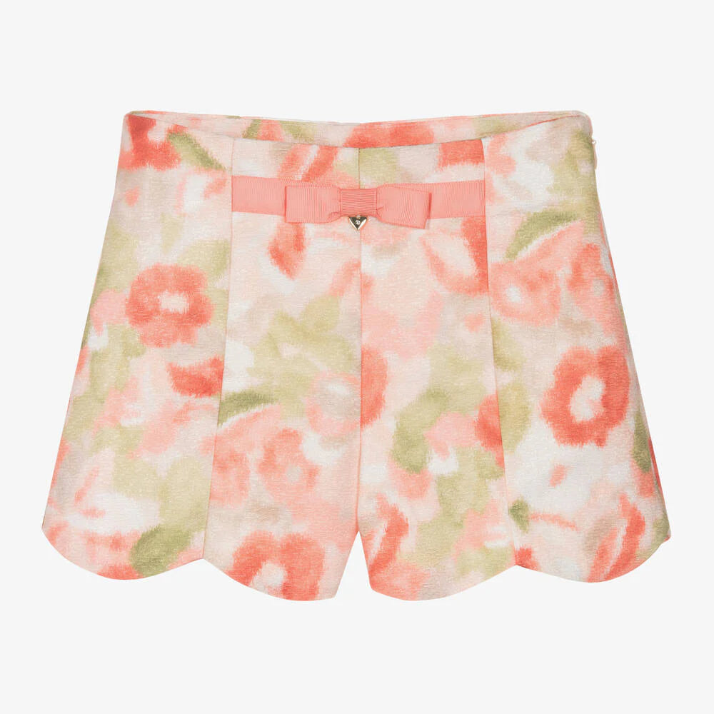 Girls Pink Floral Shorts Set