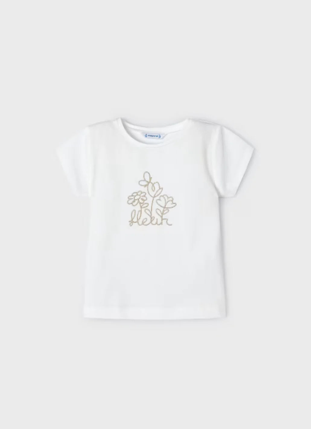 Girls Off White Embroidered Top