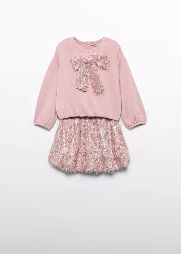 Girls Sequined Fringe Skirt Set