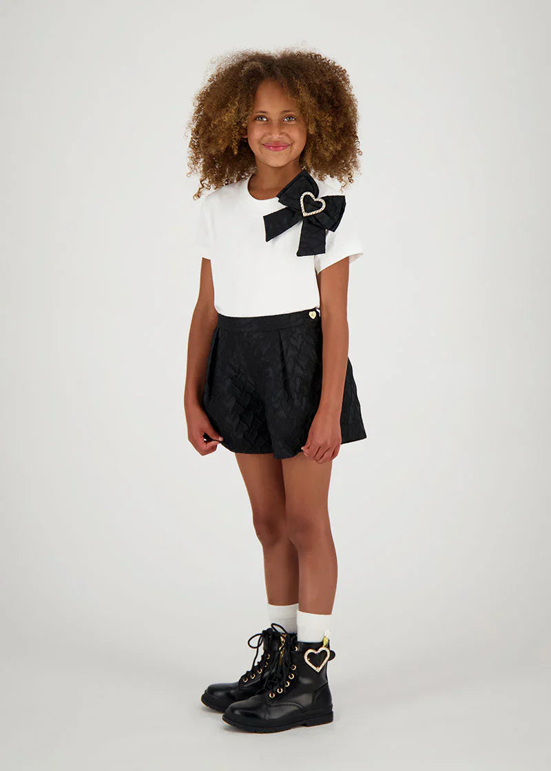 Girls Black Bow Top