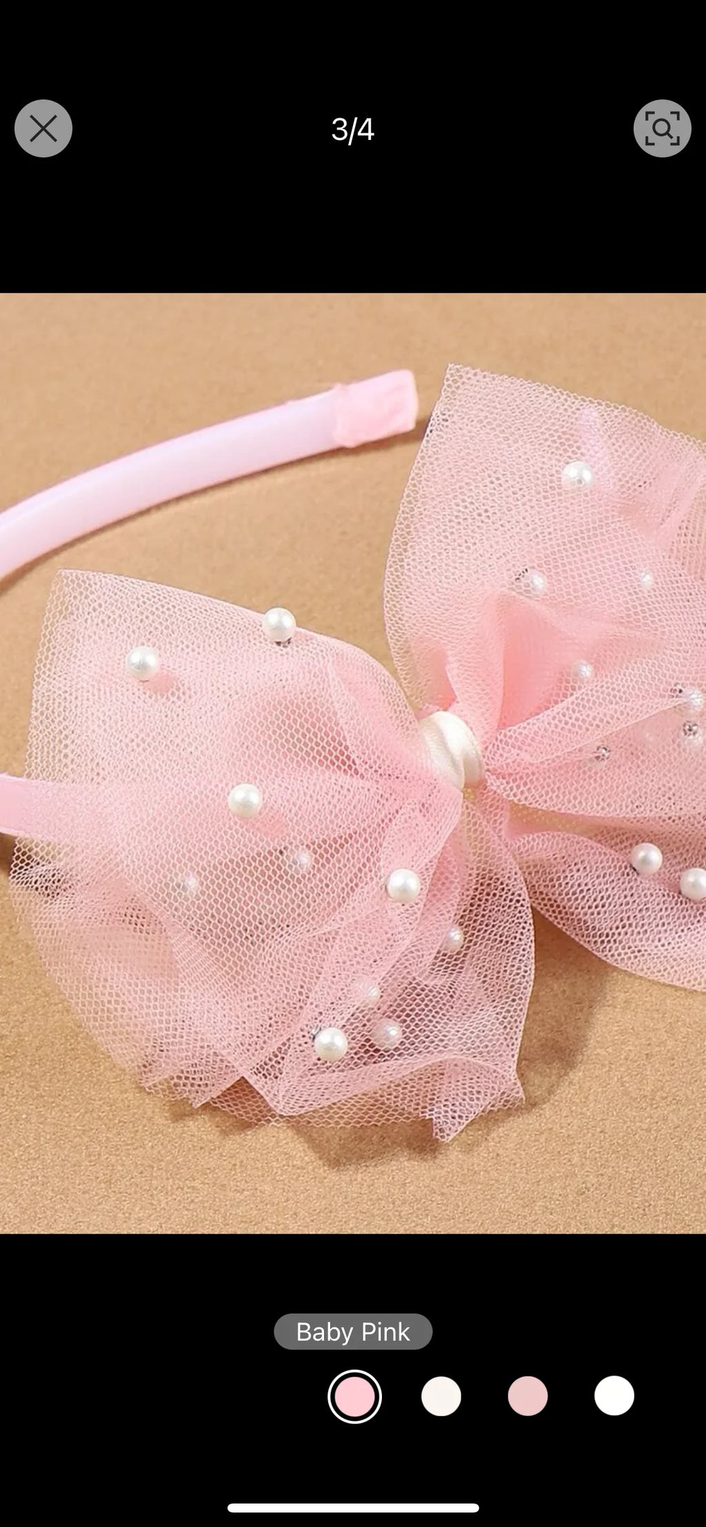 Pink Tulle & Pearl Headband