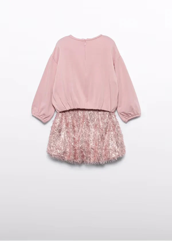 Girls Sequined Fringe Skirt Set