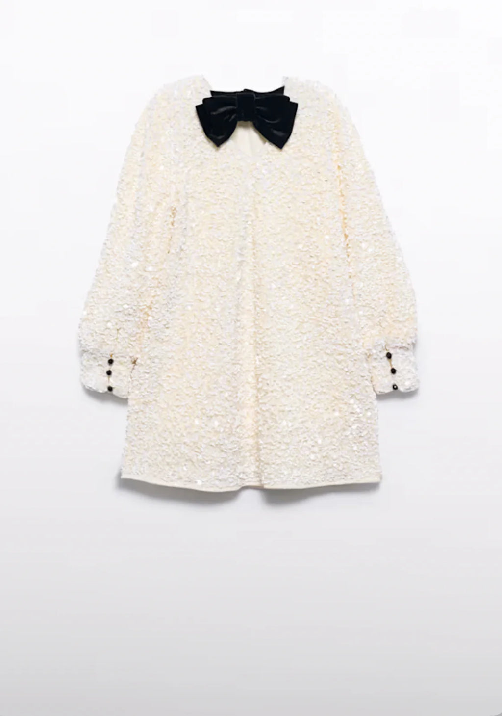 Girls Off White Sequined Dress