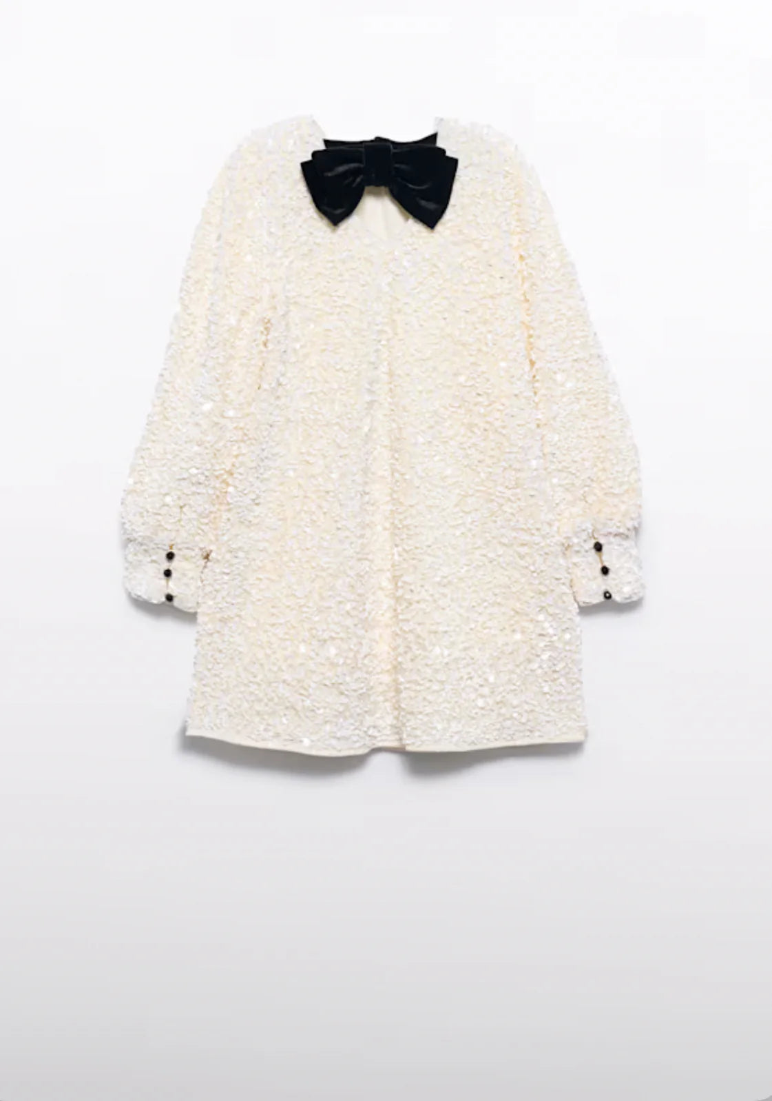 Girls Off White Sequined Dress