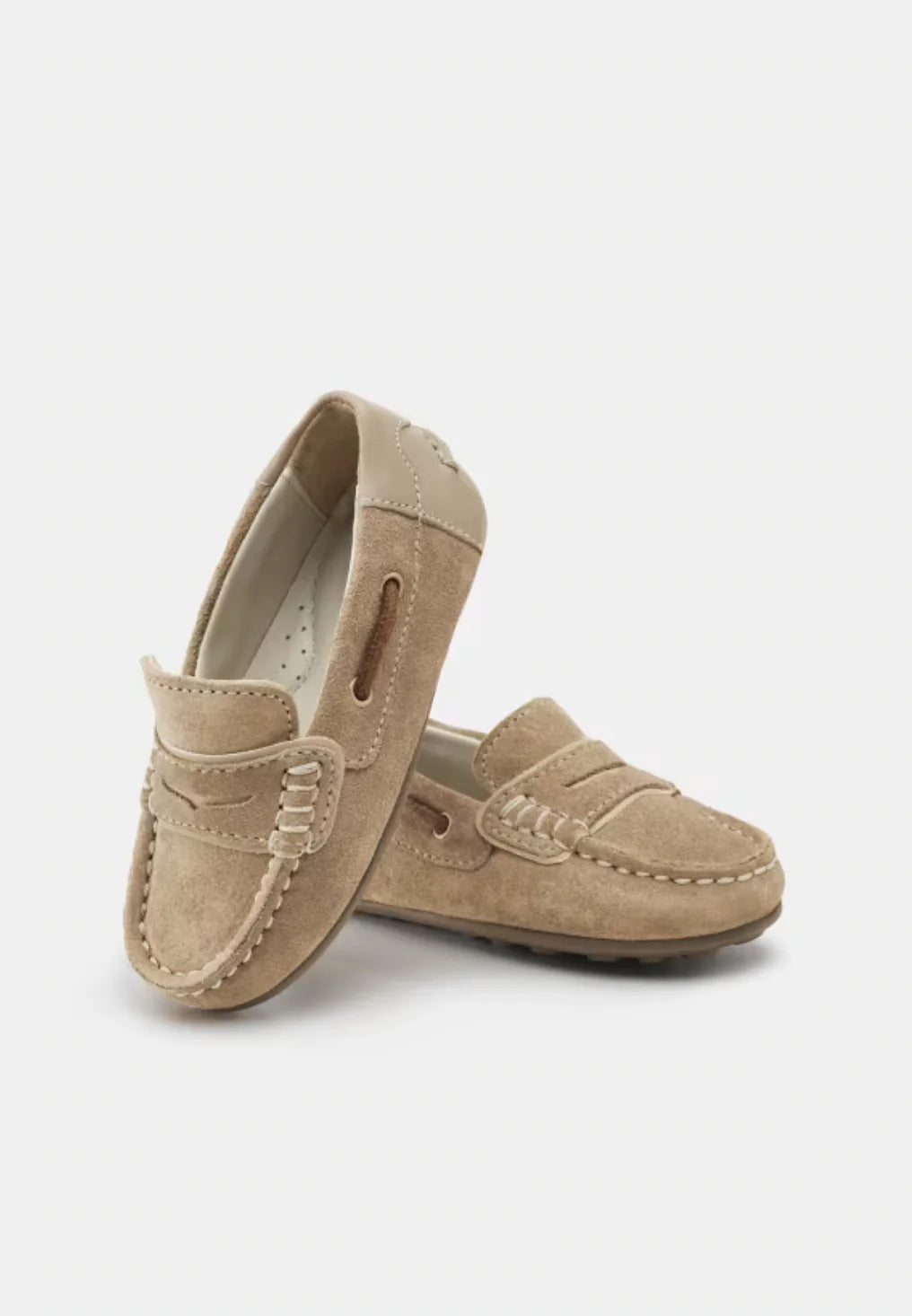 Boys Beige Moccasin Shoes