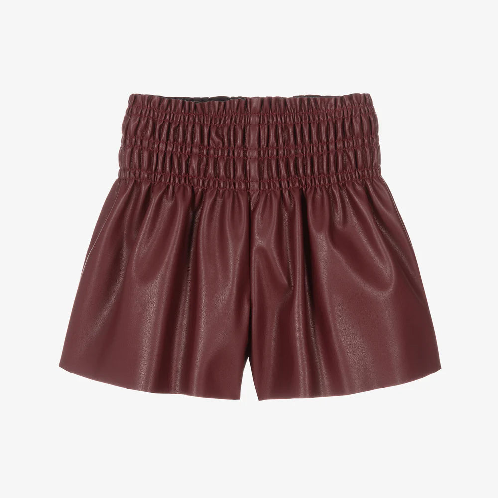 Red Leatherette Shorts