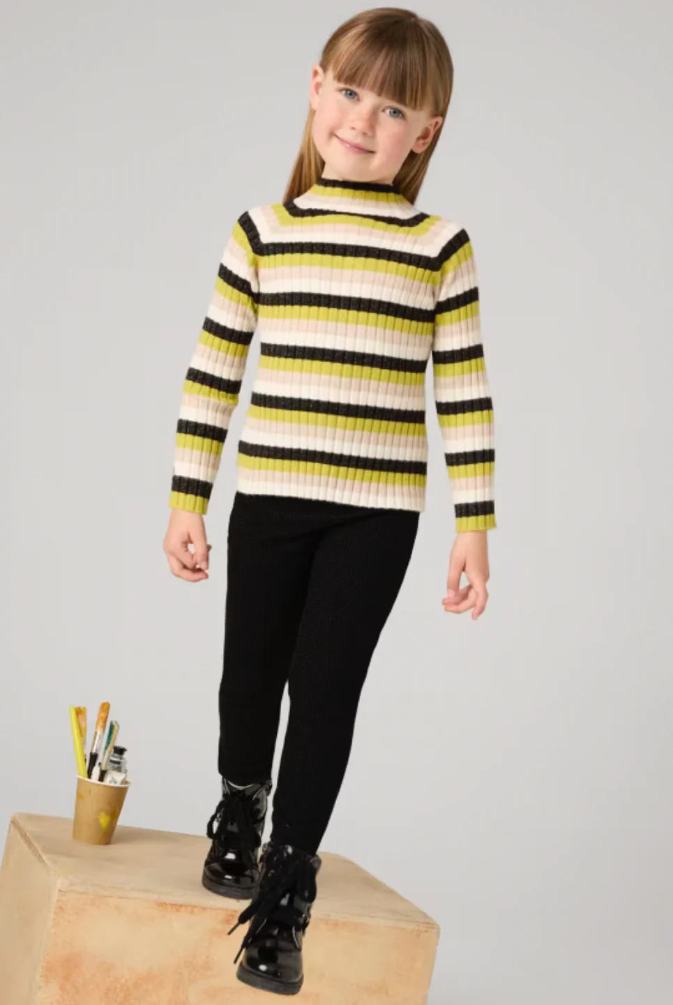 Girls Black Houndstooth Leggings