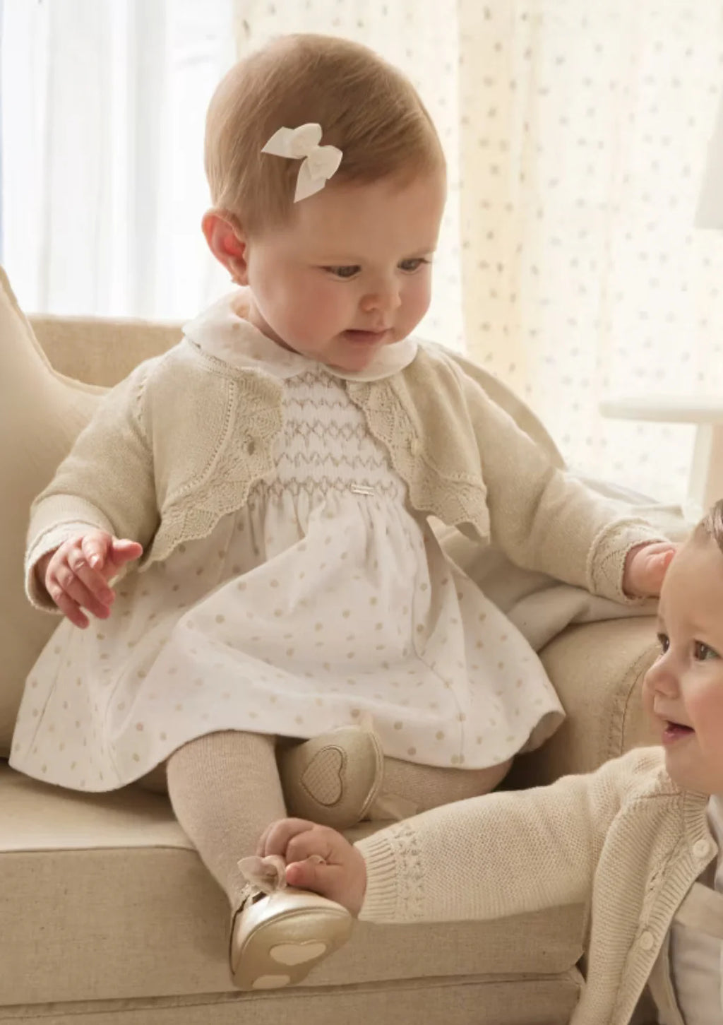 Baby Girls Ivory Velvet Dress