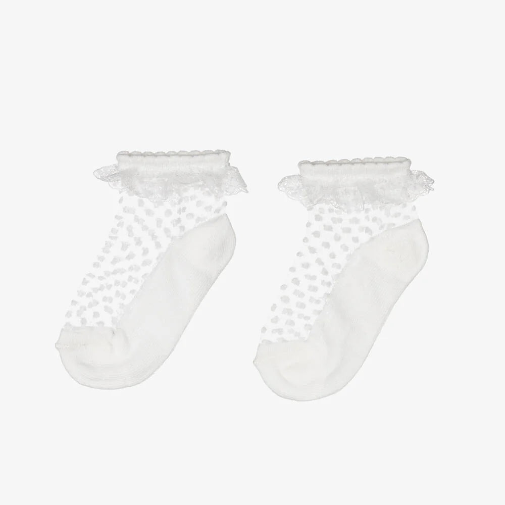 White Tulle Plumeti Socks