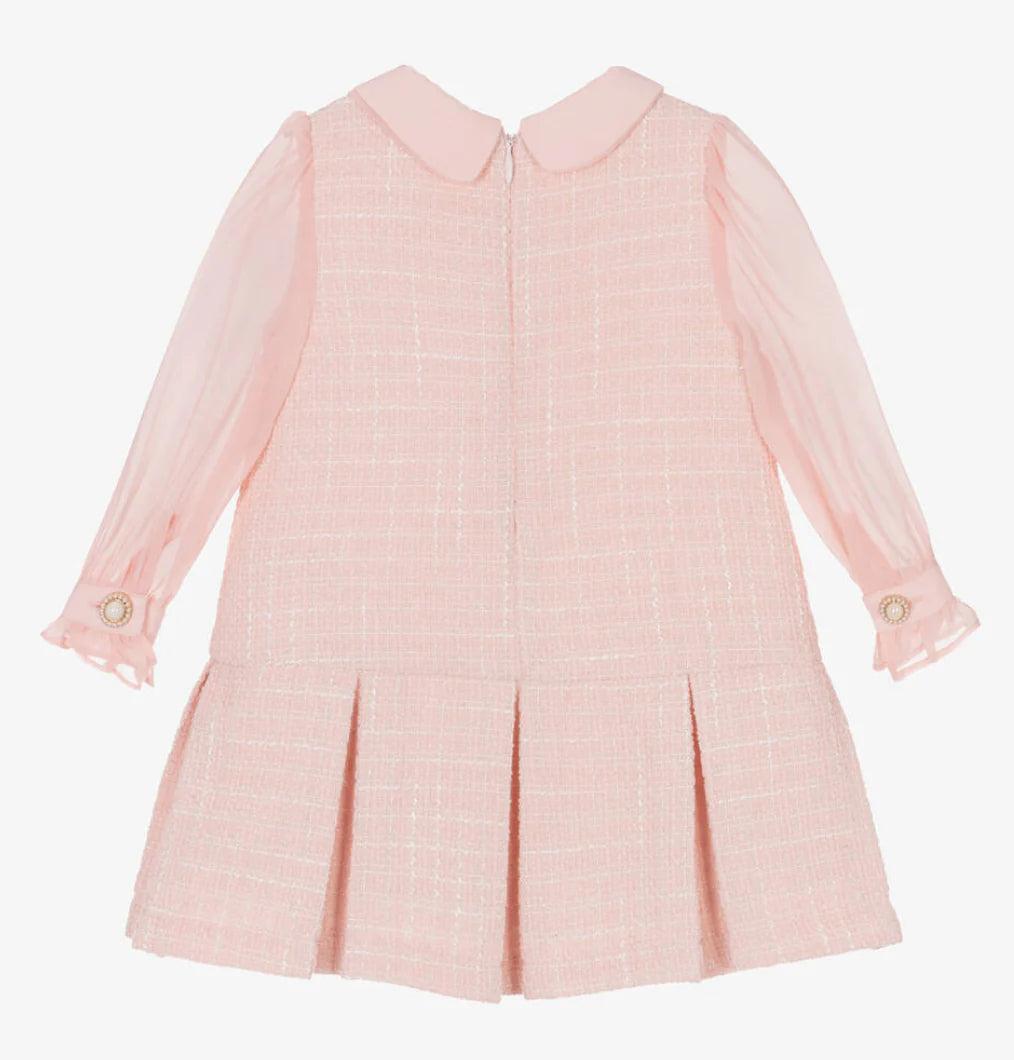 Girls Pink Tweed Dress