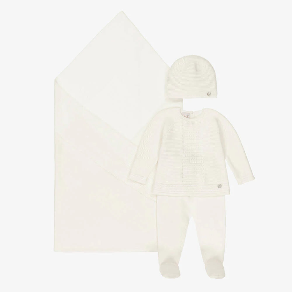 Ivory Cotton Knit Babysuit Set