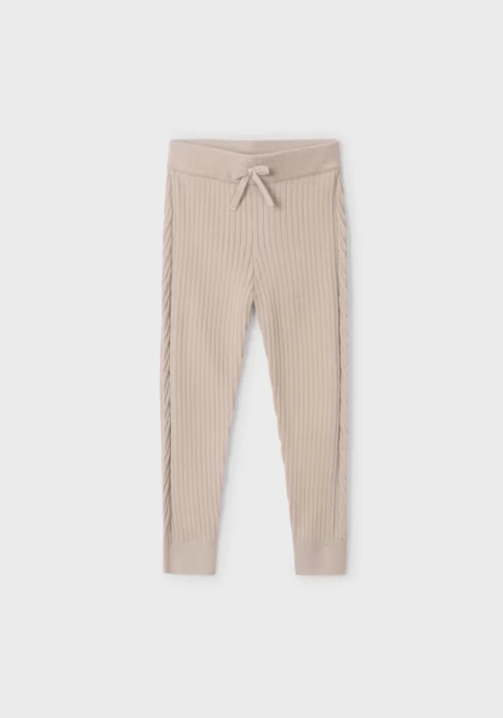Girls Beige Knit Leggings