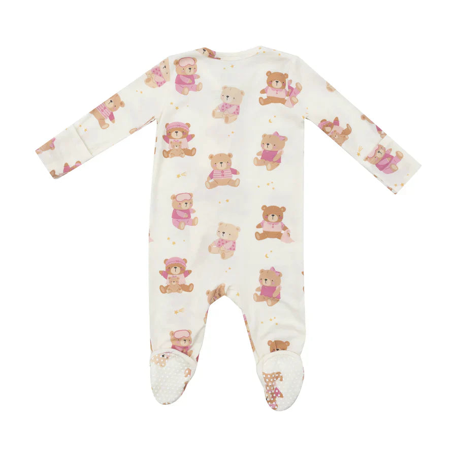 Girls Teddy Bear Bamboo Footie