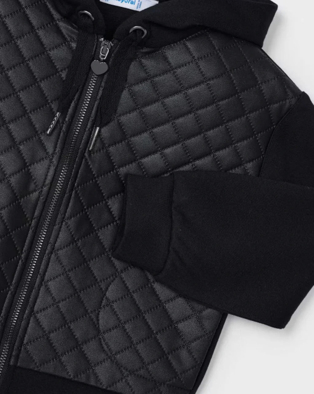 Girls Black Quilted Hoodie