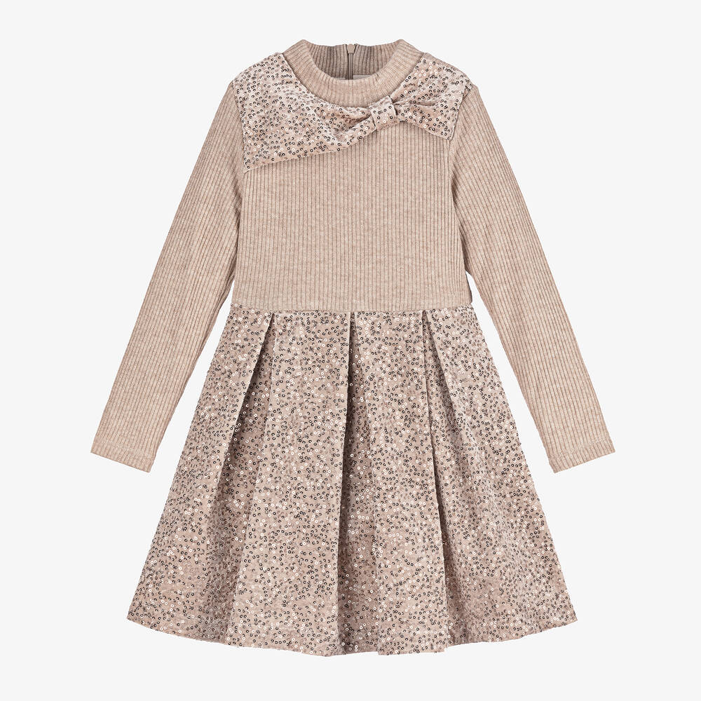 Girls Sequin Velour Dress