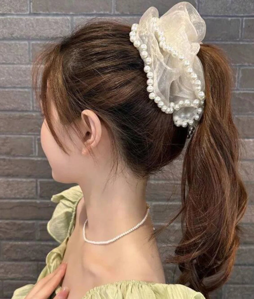 Girls Mesh Pearl Hair Tie