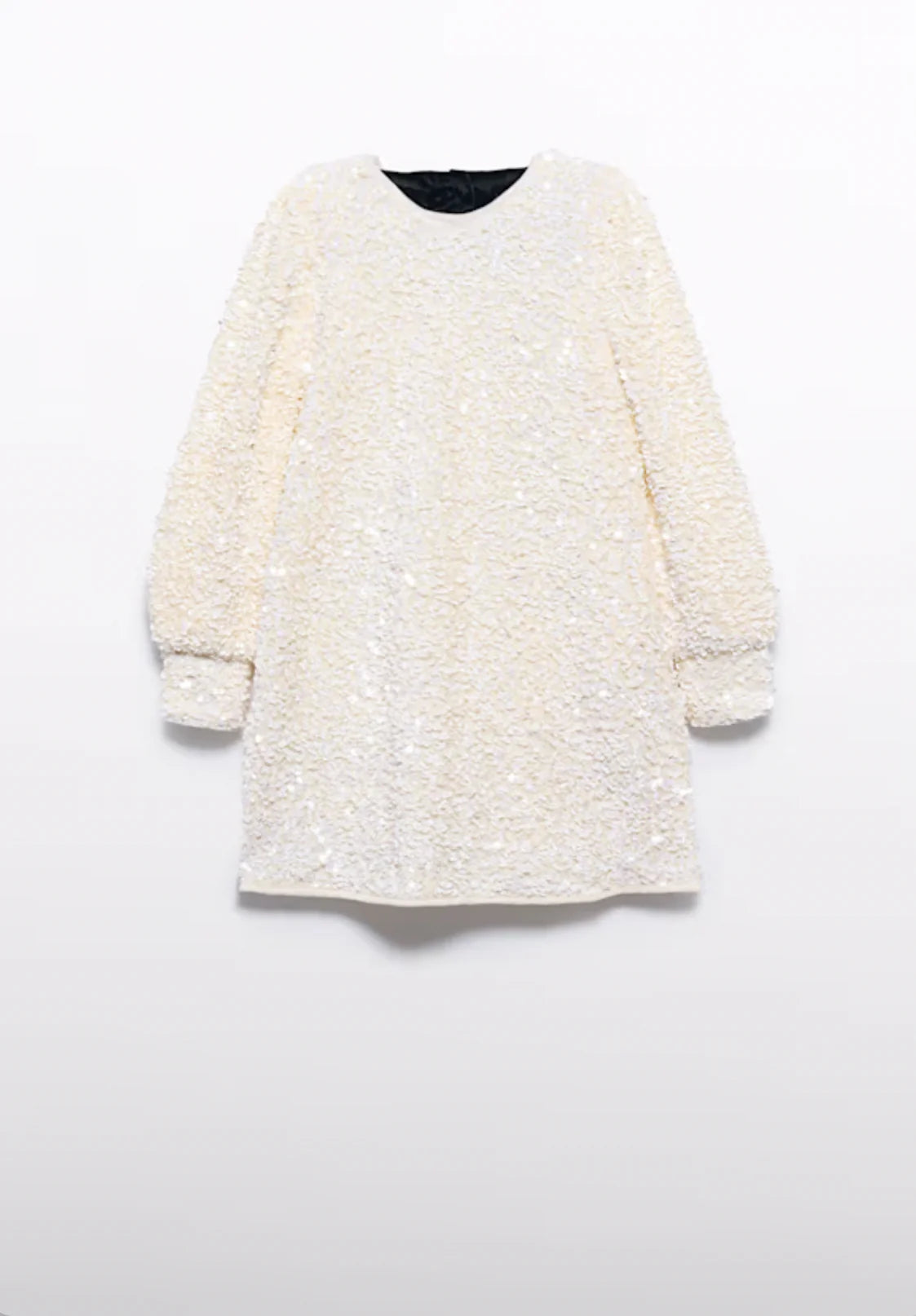 Girls Off White Sequined Dress