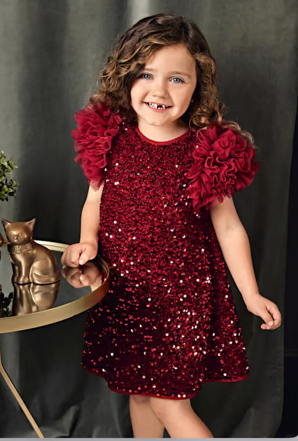 Girls Red Sequined Dress