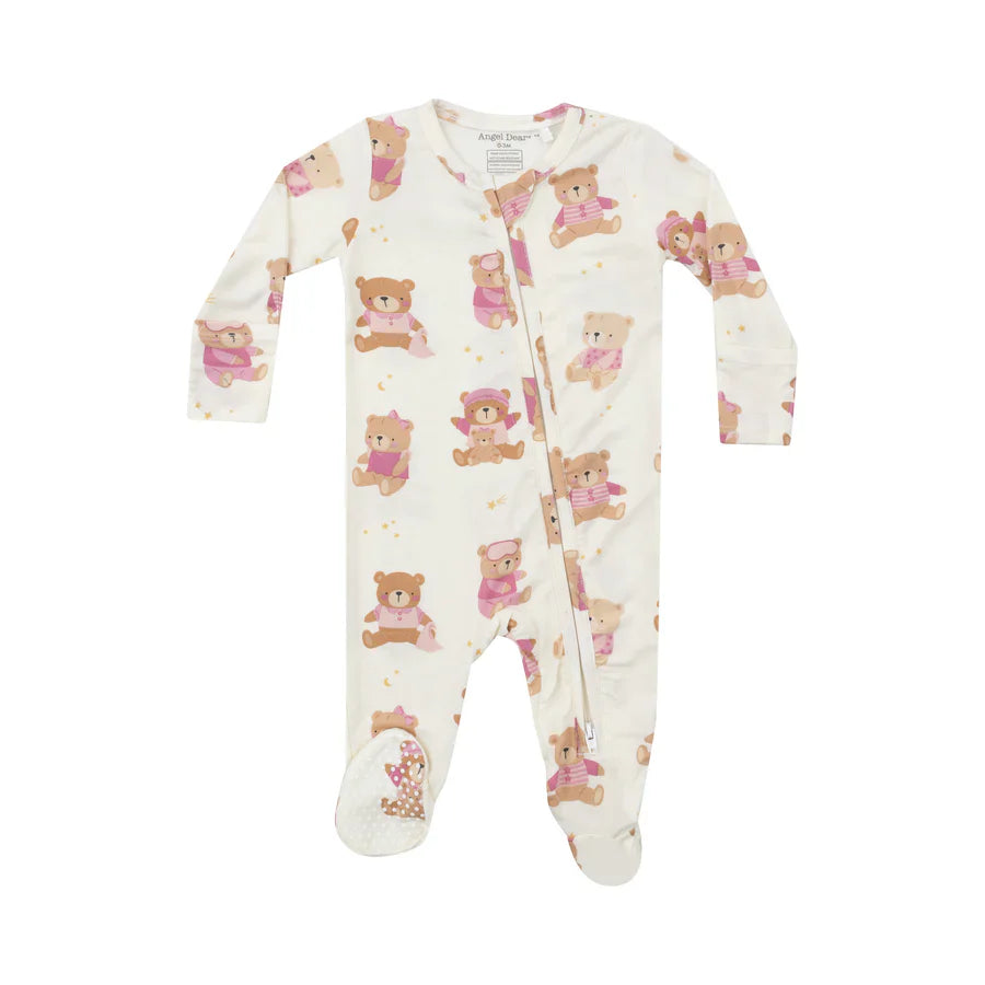 Girls Teddy Bear Bamboo Footie