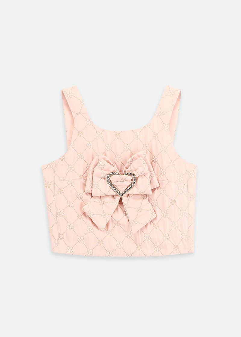 Girls Metallic Flowers Shorts Set