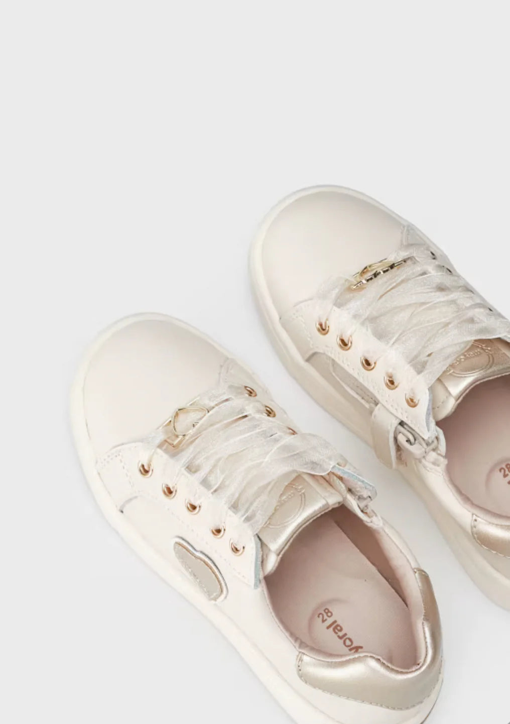Girls Ivory Leather Sneakers