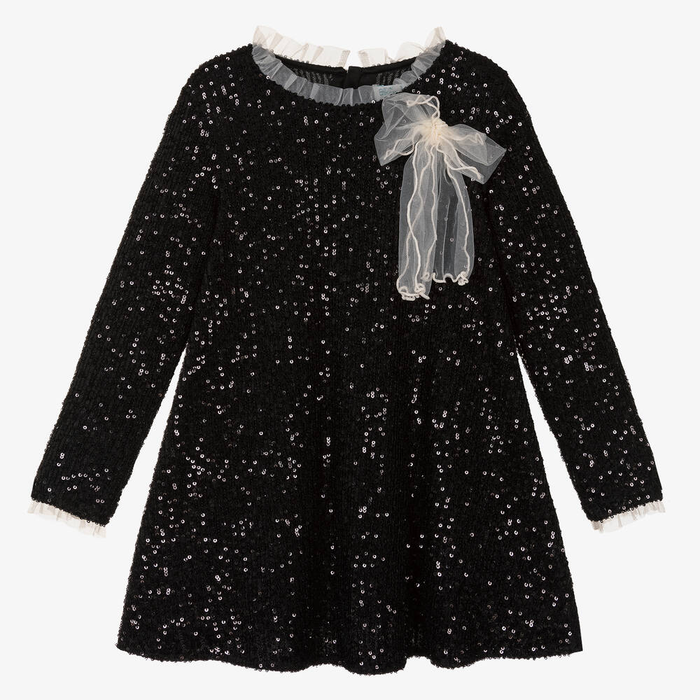 Girls Black Sequin Dress