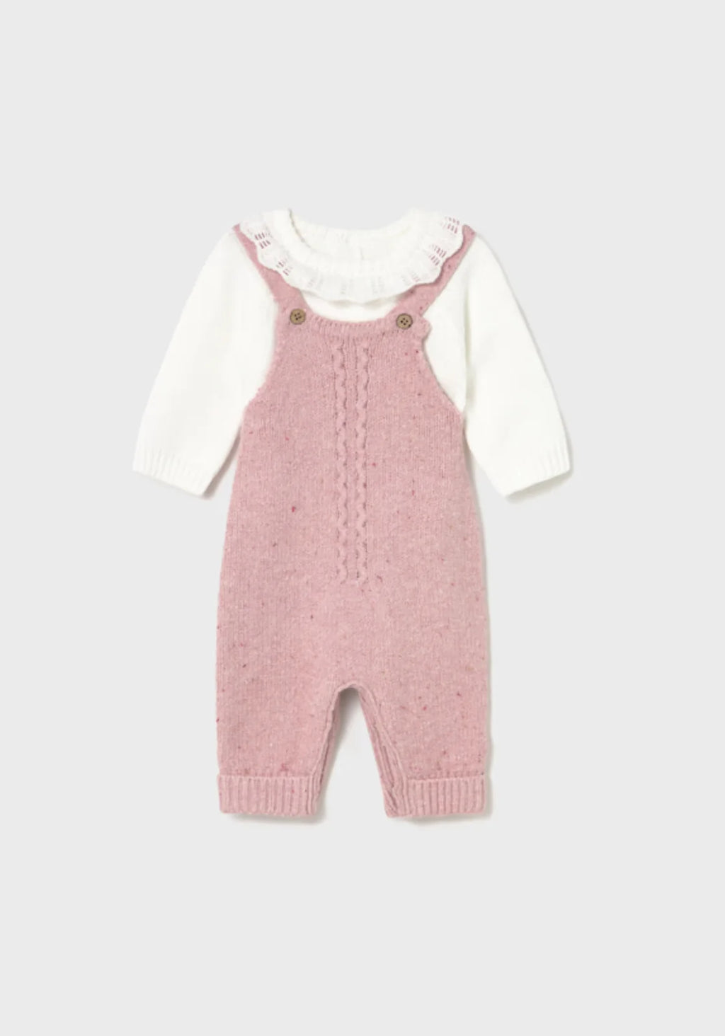 Baby Girls Pink Cotton Knit Romper Set