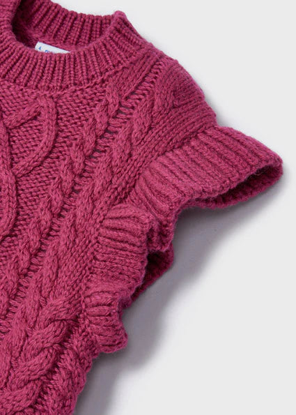 Ruby Red Knit Braided Vest